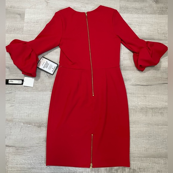 BRAND NEW Betsy Adam red and gold knee length sexy dress with 3/4 sleeves - Picture 6 of 6